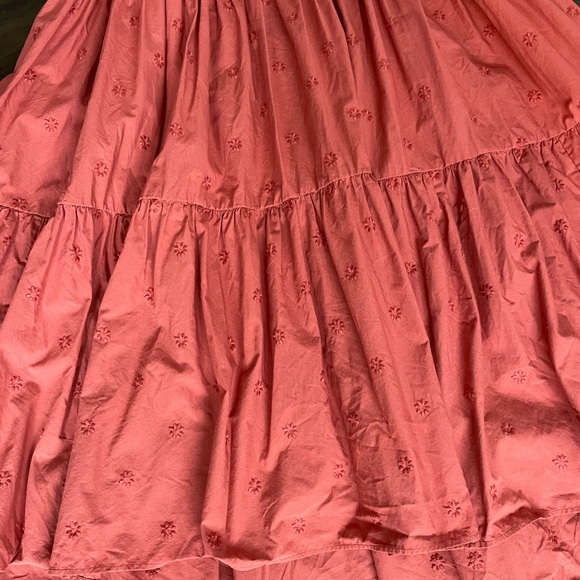 Ulla Johnson Embroidered Clay Orange Dress High Low Flutter Sleeve Pockets - Picture 6 of 9